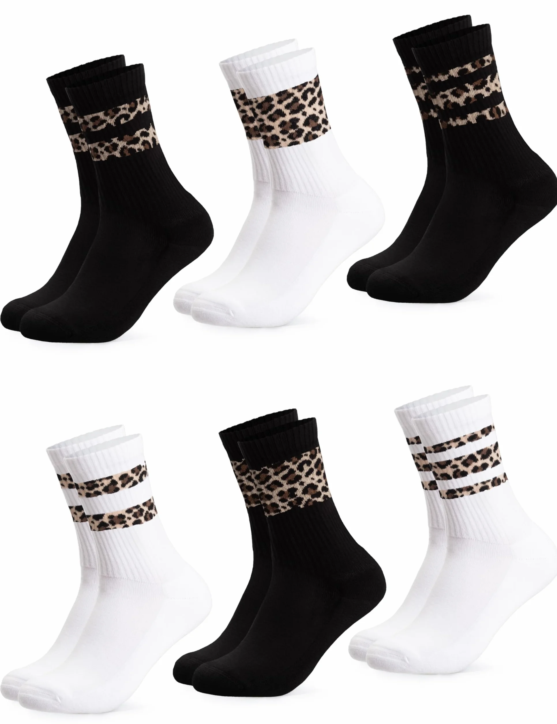 Occulto Damen Leoparden Muster Tennis Socken 6er Pack (Modell: Nala)