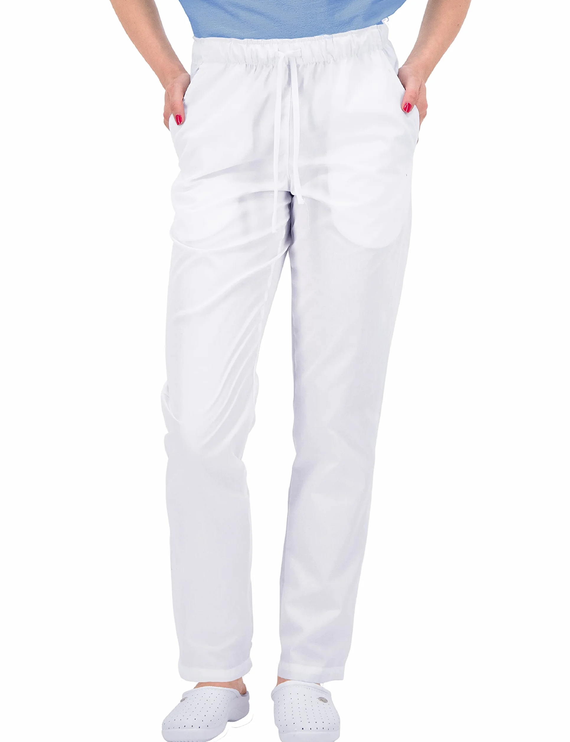 B-well ALESSI Medizinische Schlupfhose Arbeitshose Multitaschen Unisex mit Elastischem Bund und Gesäßtaschen Krankenhaus Uniformhose mit mittlerer Taille und Rundumgummibund