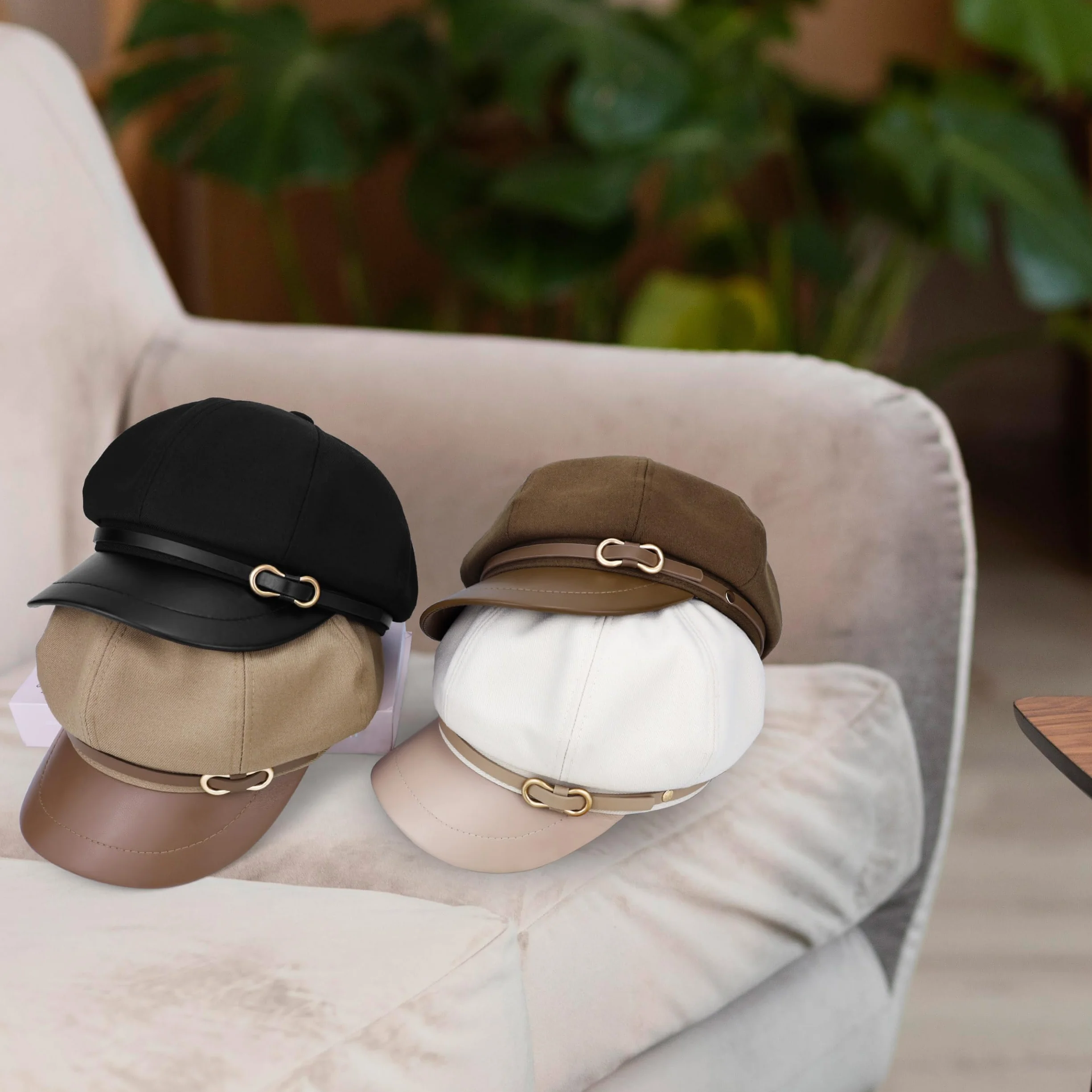 Damen-Hut mit achteckiger Form Newsboy-Hüte Baskenmütze Newsboy-Kappen Trendige niedliche Herbst- und Wintermützen