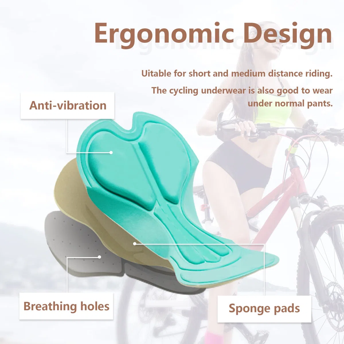 Leeboom Radunterhose Damen Gepolstert Atmungsaktive Fahrradunterhose Damen Schnell Trocknenden Radsport Unterhose Elastische mit 3D Gel Sitzpolster
