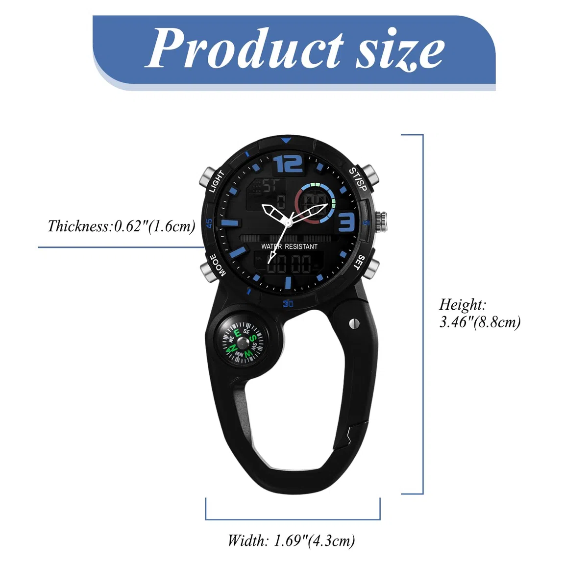 JewelryWe Taschenuhr mit Karabiner Befestigung Leuchtendes Gesicht Analog Quarz Uhr für Ärzte Krankenschwestern Sanitäter Köche