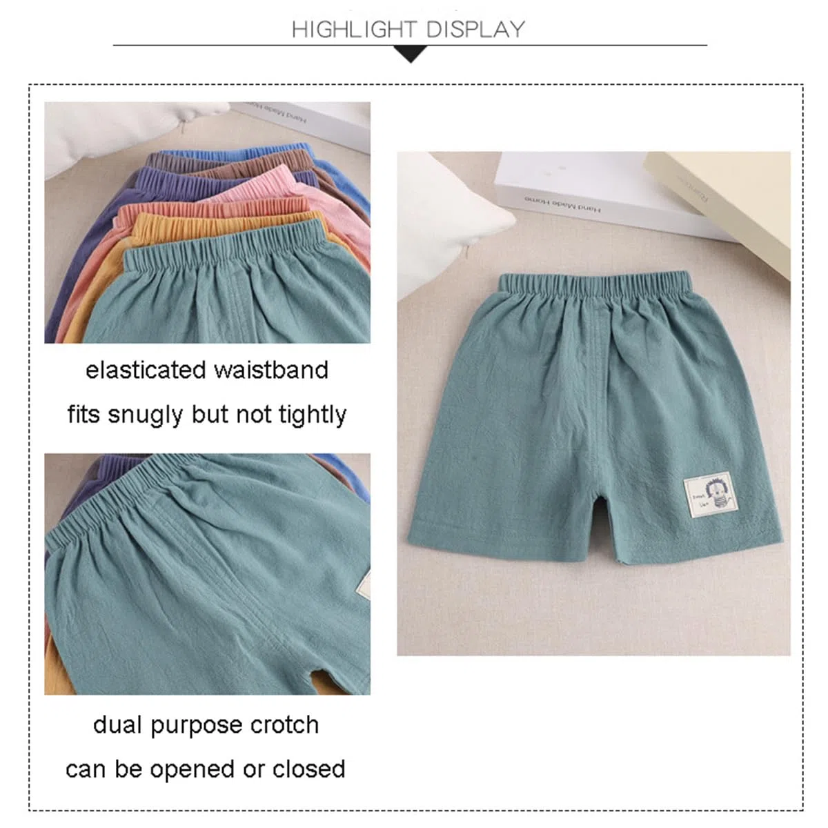 4er-Pack Baby Kinder Mädchen Jungen Shorts Baumwolle Leinen Sommer Kurze Hosen 6 Monate-5 Jahre Leichte Atmungsaktive Sommerhose Einfarbige Lässige Kurze Hosen Gr. 74/80/86/98/104/116