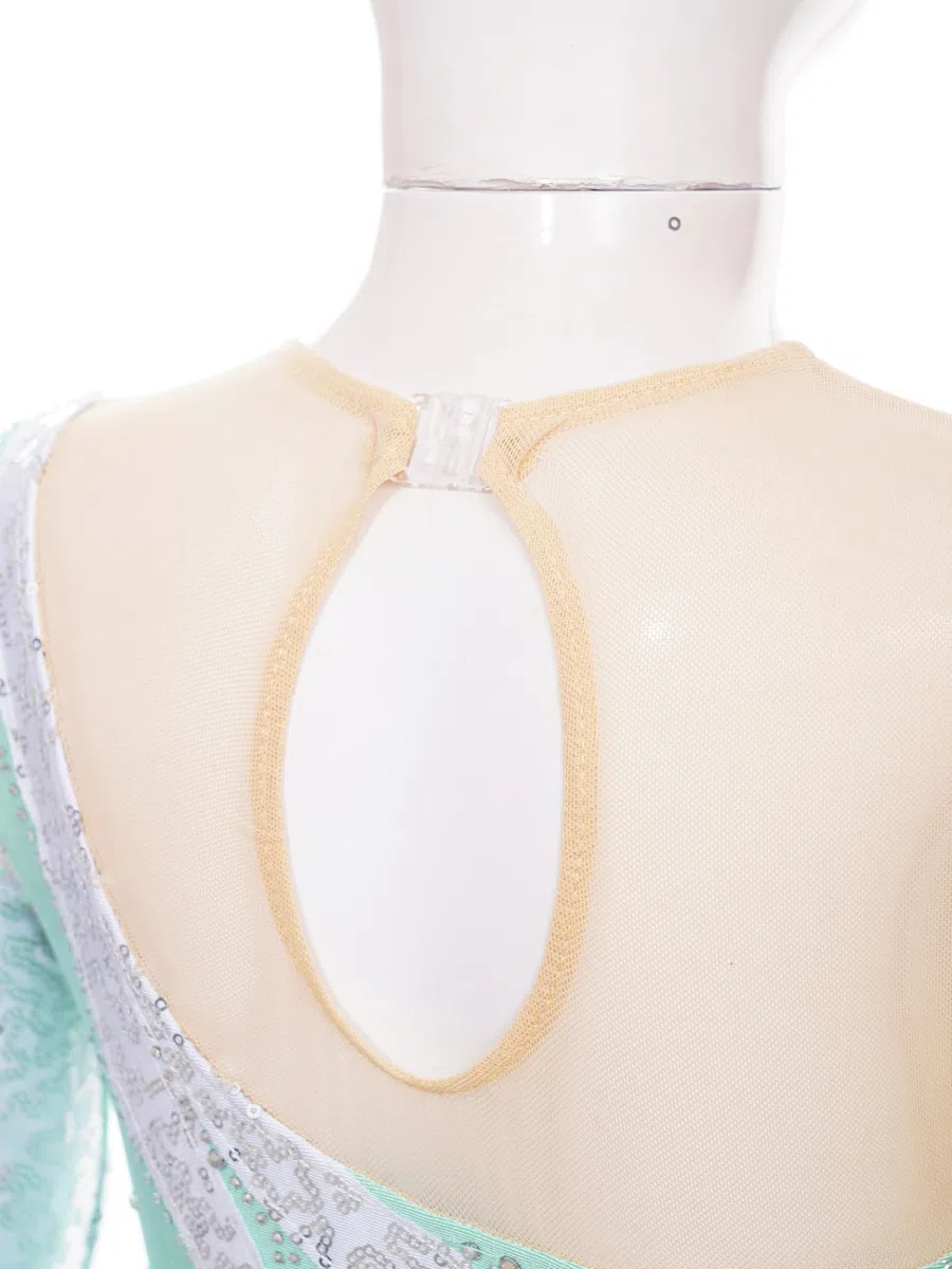 Mädchen Kind Kleid Eiskunstlauf Asymmetrisch Strass Glänzend Gymnastikanzug Tanz Kostüm Show Jahre
