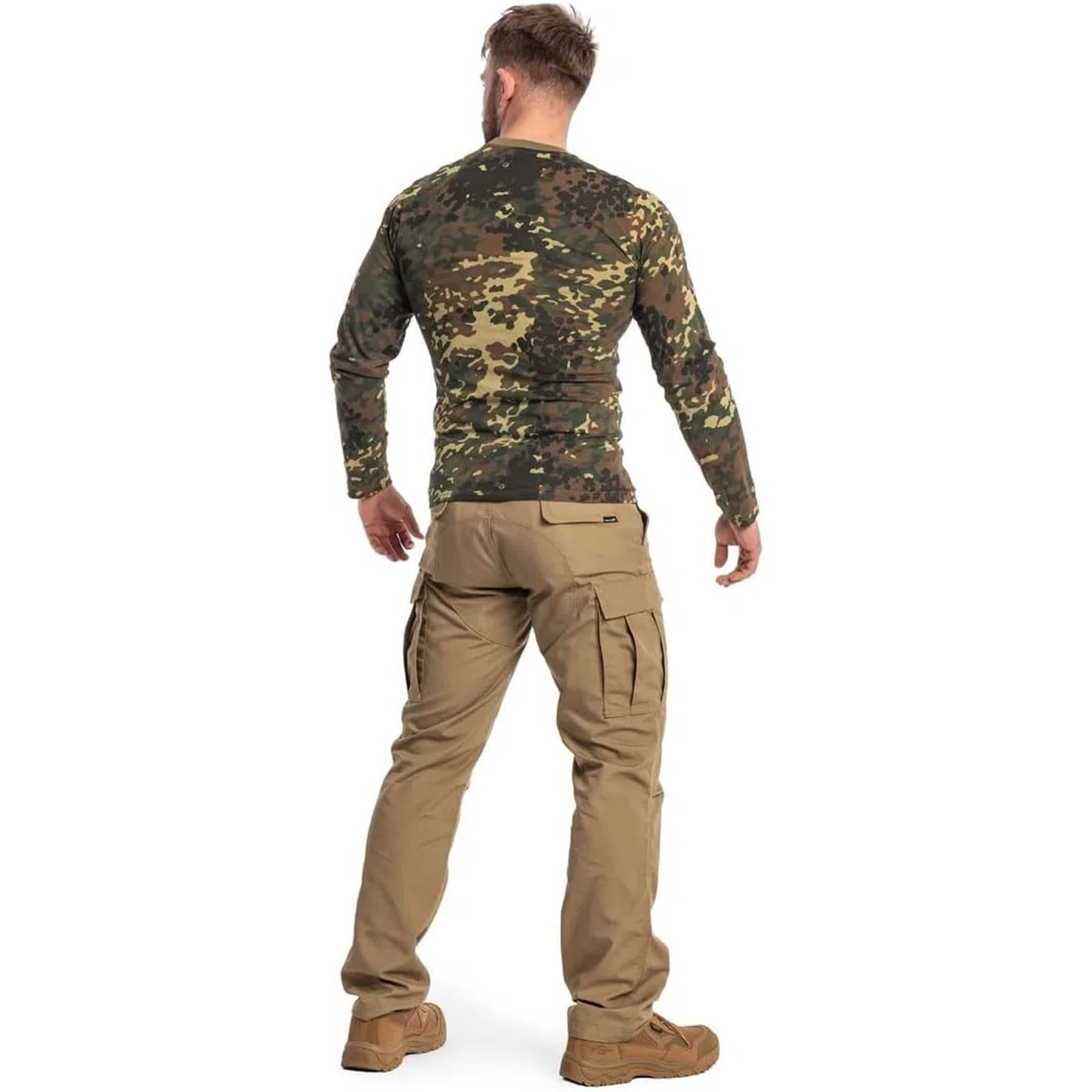 Mil-Tec Herren Langarmshirt • 100% Baumwolle Camouflage Shirt • Taktisches Longsleeve mit Rundhals • Gr. S-3XL