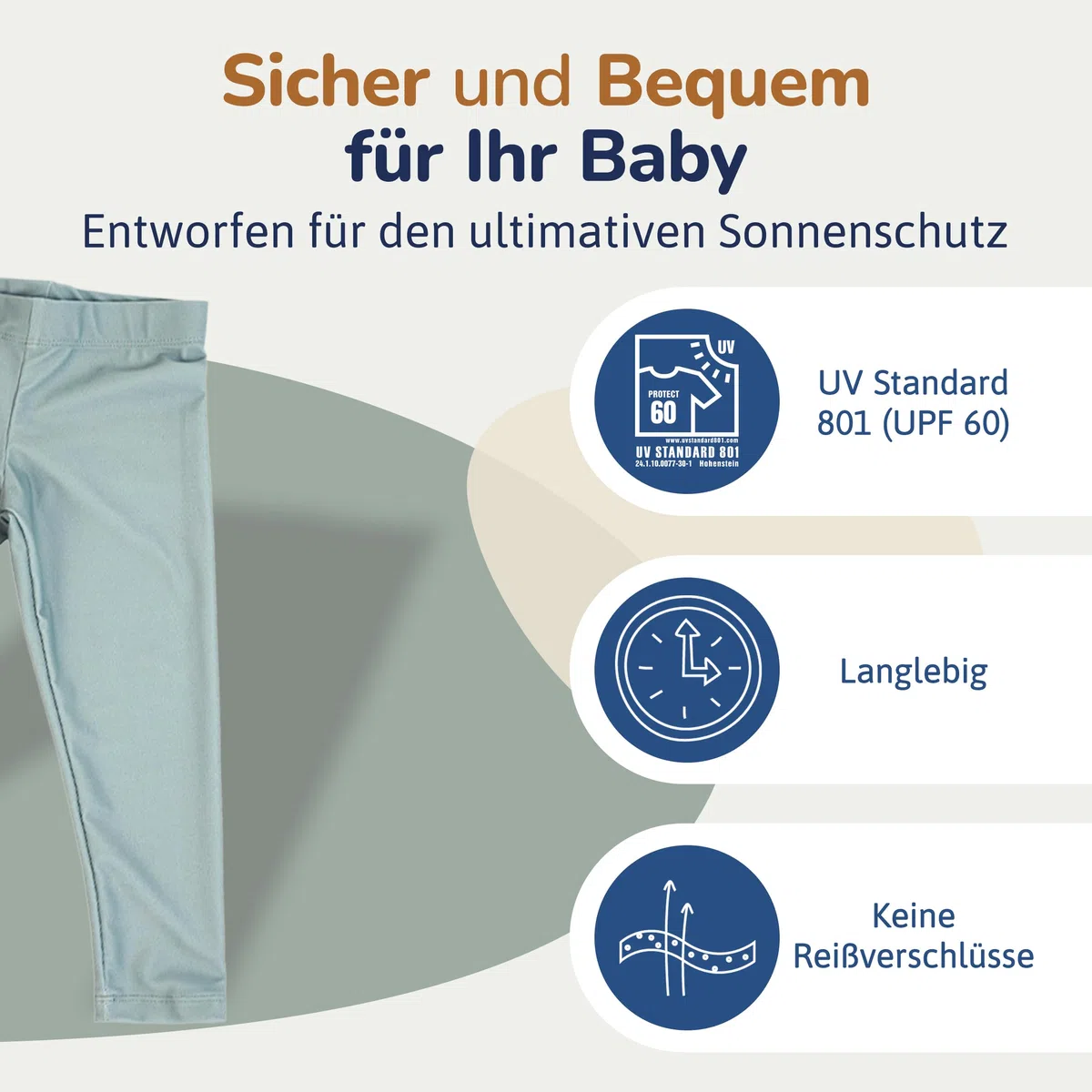 UV Leggings Kinder Langarm & UPF 50+ Sonnenschutz – Ökotex Zertifiziert & schadstofffrei – UV Kleidung Baby gemütlich & nachhaltig – Made in Europe