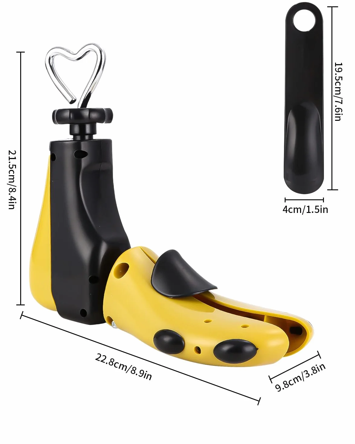 Schuhspanner, Herren Damen Stiefelspanner, Stiefelspanner mit Schuhlöffel, 4-Wege Kunststoff & Metall Schuhdehner, Schuhweiter für Einstellbare Länge und Breite Schuhstrecker