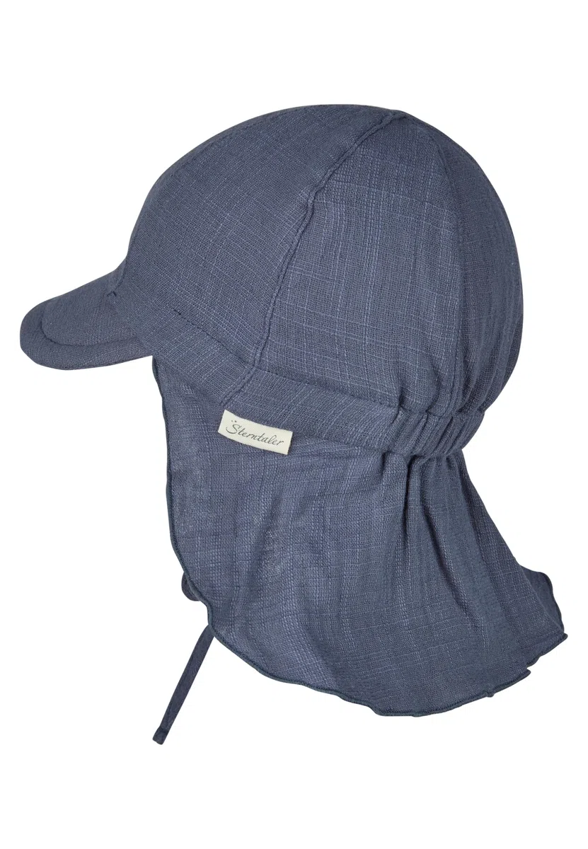 Sterntaler Schirmmütze Nacken Uni - Unisex Mütze aus luftigem Baumwoll Musselin - Sommermütze mit Nackenschutz - Sonnenhut zum Binden - Baby und Kinder Kopfbedeckung