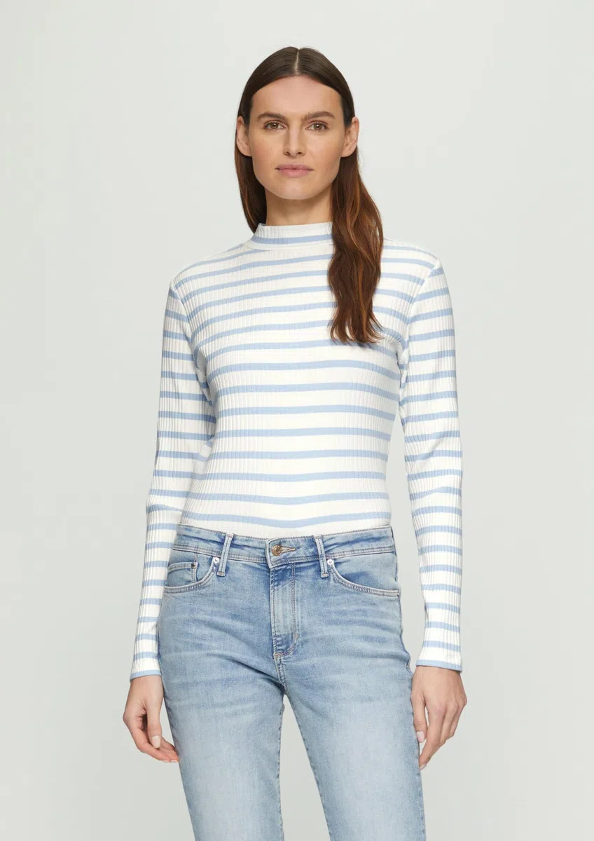 s.Oliver Damen 2157894 Langarmshirt mit Rippstruktur
