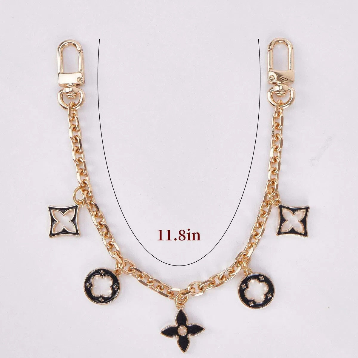 Stilvoller Bag Charm Kettenanhänger, Goldene Taschenkette Damen, Elegante Geldbörsenkette mit Schwarz-Gold Anhängern, Mode Accessoire für Handtaschen und Geldbörsen, Taschenkette Gold Verlängerung