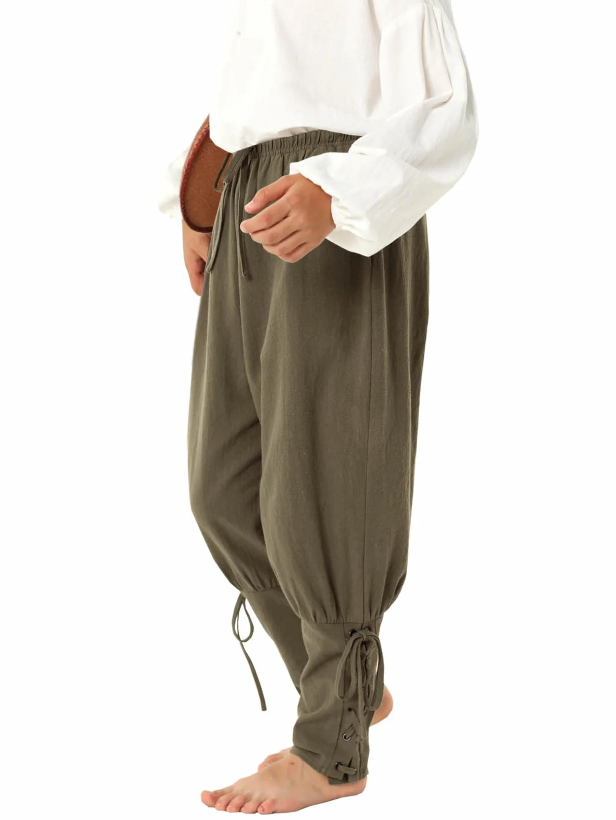 Haloumoning Jungen Mittelalter Hose Kinder Schnürhose Cosplay Renaissance Steampunk Wikinger Freizeithose