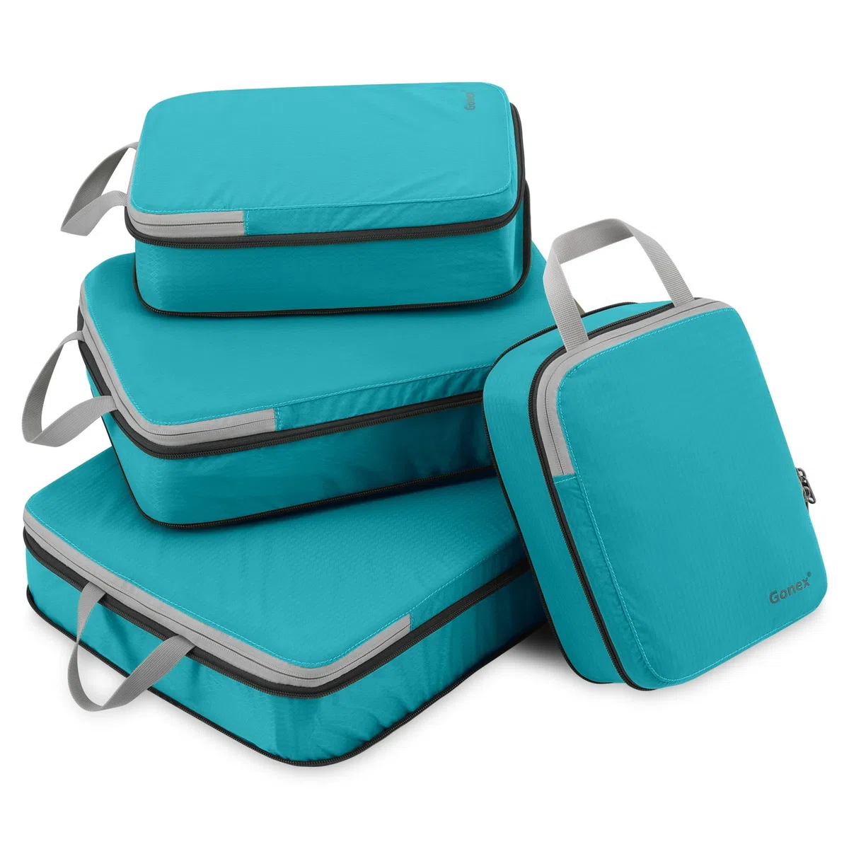 Compression Packing Cubes 3/4er Set, Gonex Kleidertaschen 4-teilig Verpackungswürfel, Kleidertaschen Set, Kofferorganizer Reise Würfel, Blau(4er)
