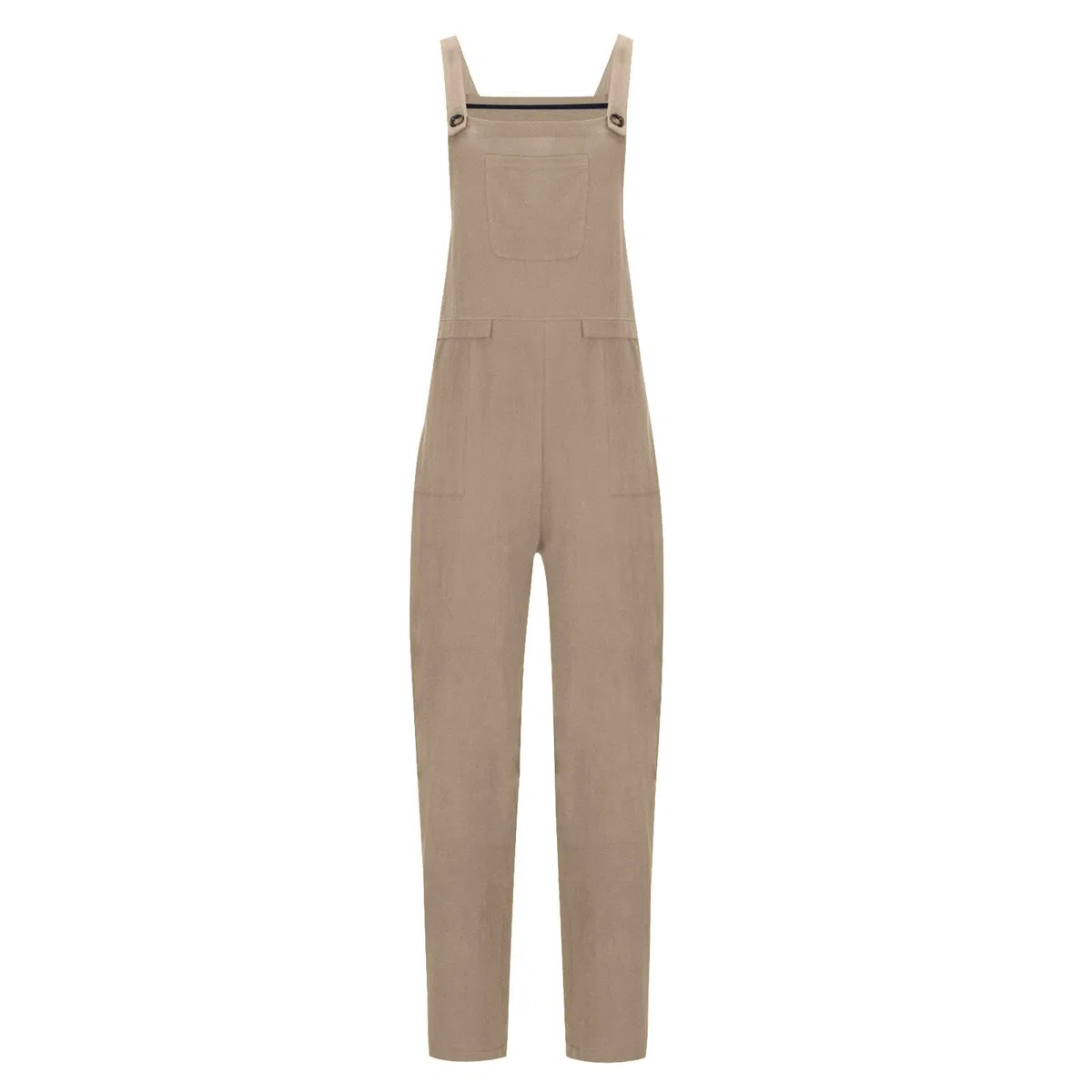 Damen Latzhose, Oversize Jumpsuit für Damen Baumwolle Und Leinen Jumpsuit mit Große Taschen Einfarbig Sommerhose Verstellbarer Riemen Stoffhose Mode Strandhose