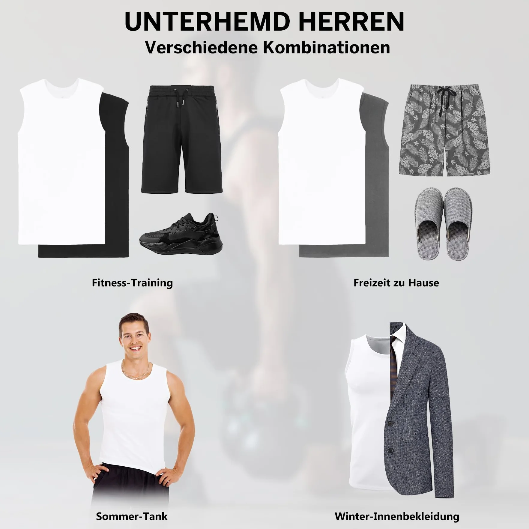 Falechay 3er Pack Unterhemd Herren 100% Gekämmte Baumwolle Tank Top Herren Ärmelloses Unterhemden