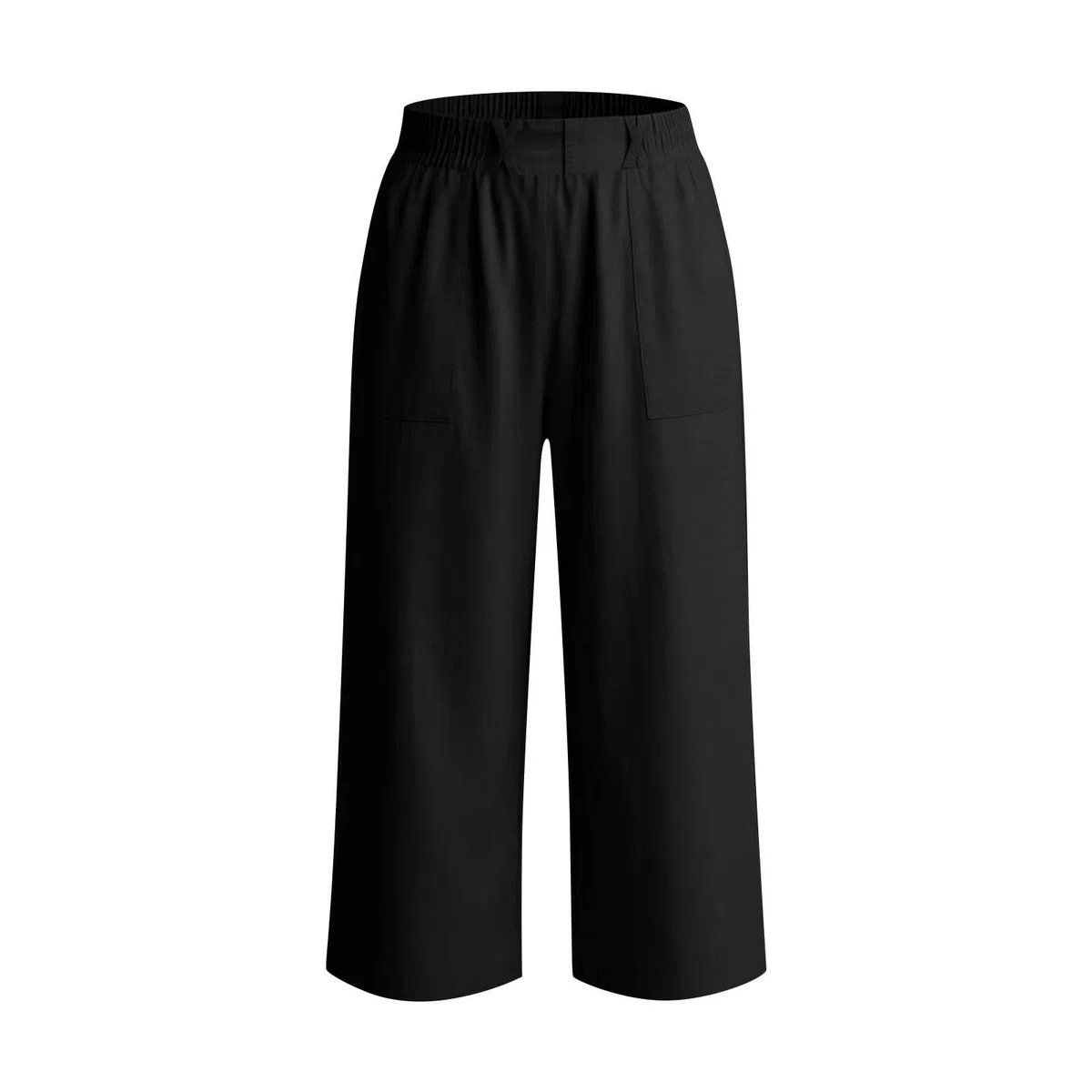 RLEHJN Leinenhose Damen 3/4,Elastische High Waist Sommerhose Damen Leicht und Luftig Stoffhose mit Taschen Causal Locker Jogginghose Lose Yoga Sweathose Gerades Bein Strandhose Freizeithose