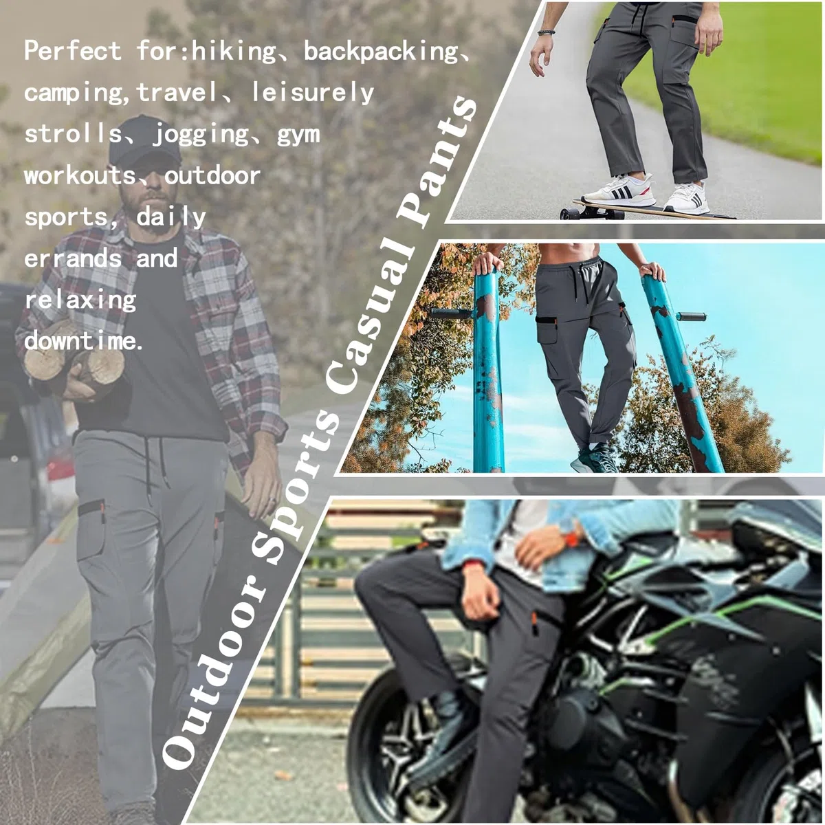 Hidkat Herren Outdoor Cargohosen leicht schnelltrocknend Wanderhosen Jogger mit elastischem Bund vielen Taschen für Reise Freizeit Alltag