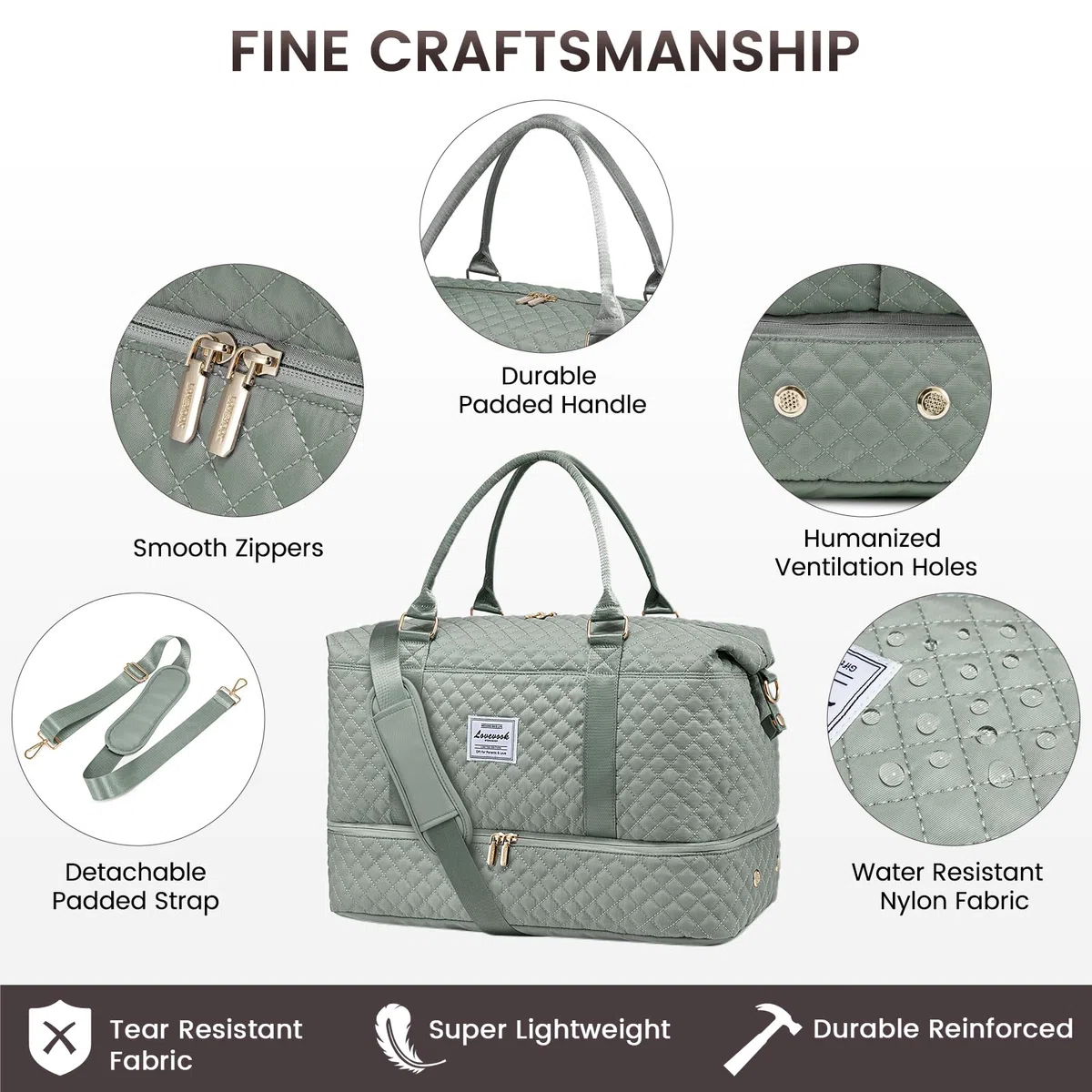 LOVEVOOK Reisetasche Sporttasche Damen Groß Weekender Travel Duffle Bag mit Kulturbeutel Handgepäck Tasche mit Schuhfach Kliniktasche Geburt Mama Set Wasserdicht für Flugzeug Reise Gym Camping