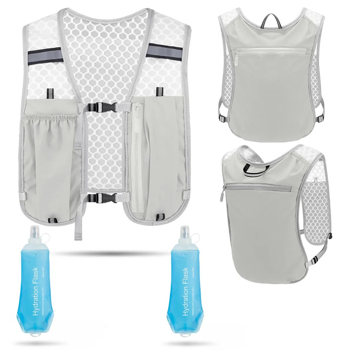 Ultraleichte Laufweste Herren & Damen mit 500ml Trinkflasche, Trinkweste für Laufen und Joggen, Kompakter Laufrucksack