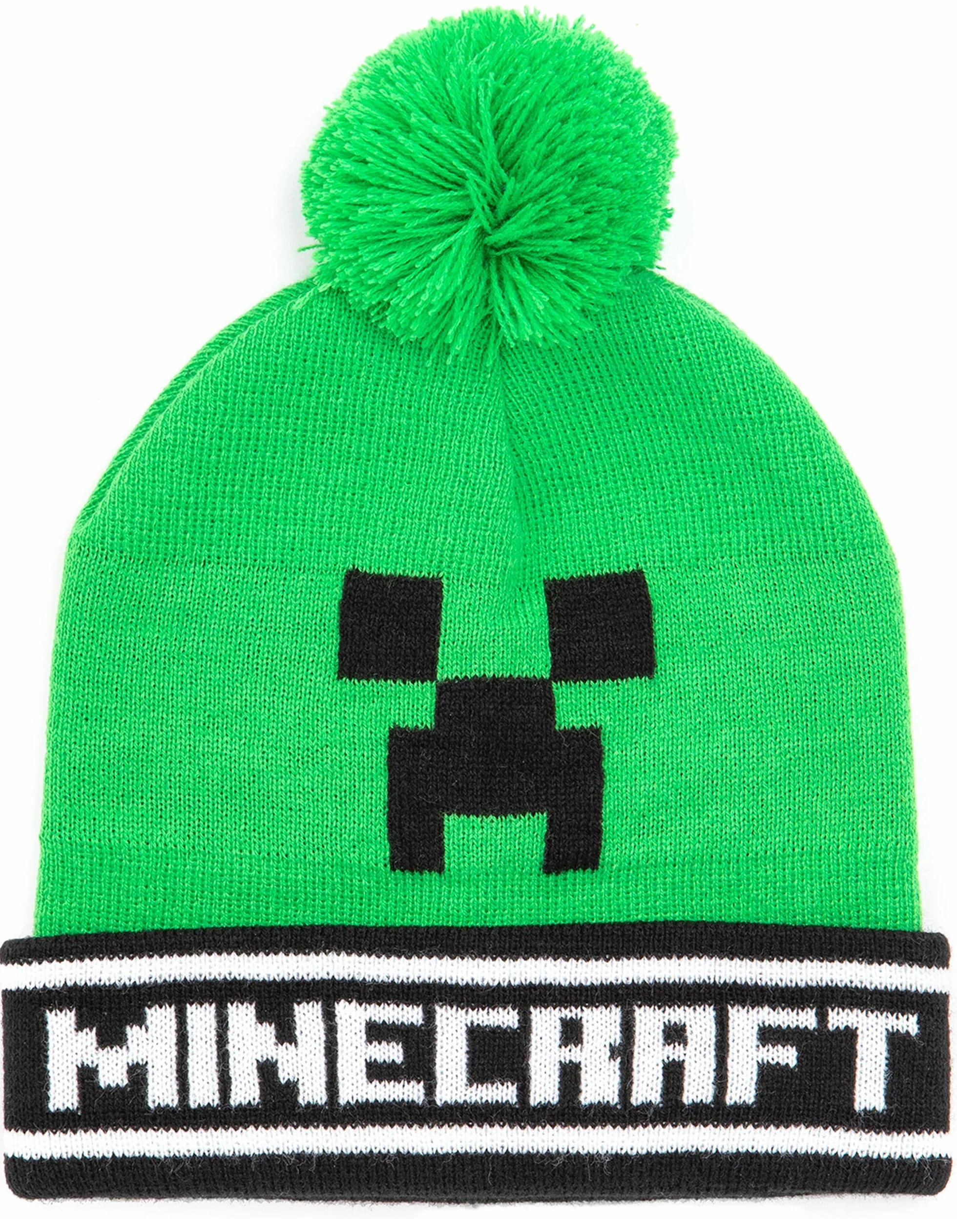 Minecraft Kids Bobble Hat Handschuhe Set Creeper gestrickte Beanie Gamer Geschen Einheitsgröße