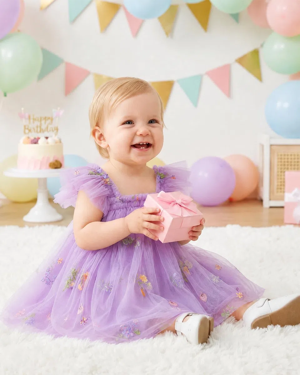 DivingBirds Baby Mädchen Kleid Kleinkind Schmetterling Tüll Kleid Ärmelloses Sommer Hochzeit Geburtstag Festliche Party Blumen Kleider für Mädchen 6 Monate-5 Jahre