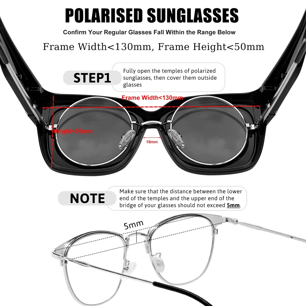 KANASTAL Übergröße Überzieh Sonnenbrille Herren und Damen Quadratisch Polarisiert Überbrille Sonnenbrille für Brillenträger UV400 Sonnenschutz Übersonnenbrille Fit Over Sunglasses