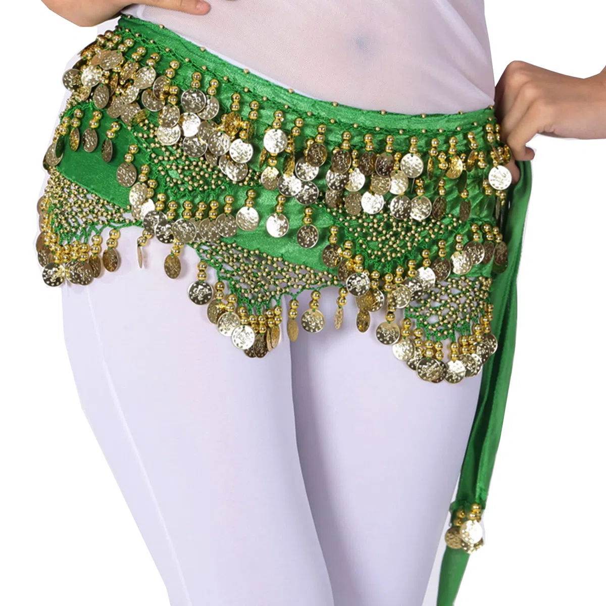 Wuchieal Women's Sweet Bellydance Hip Scarf with Gold Coins Skirts Wrap Noisy
