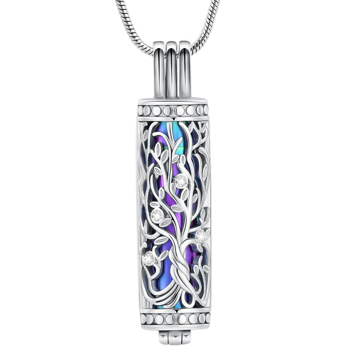Zylinder Kremation Schmuck Baum des Lebens Urne Asche Halskette für Frauen Männer Fläschchen Kremation Asche Anhänger Geliebte Memorial Schmuck