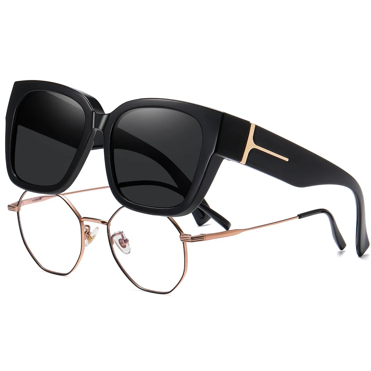KANASTAL Übergröße Überzieh Sonnenbrille Herren und Damen Quadratisch Polarisiert Überbrille Sonnenbrille für Brillenträger UV400 Sonnenschutz Übersonnenbrille Fit Over Sunglasses