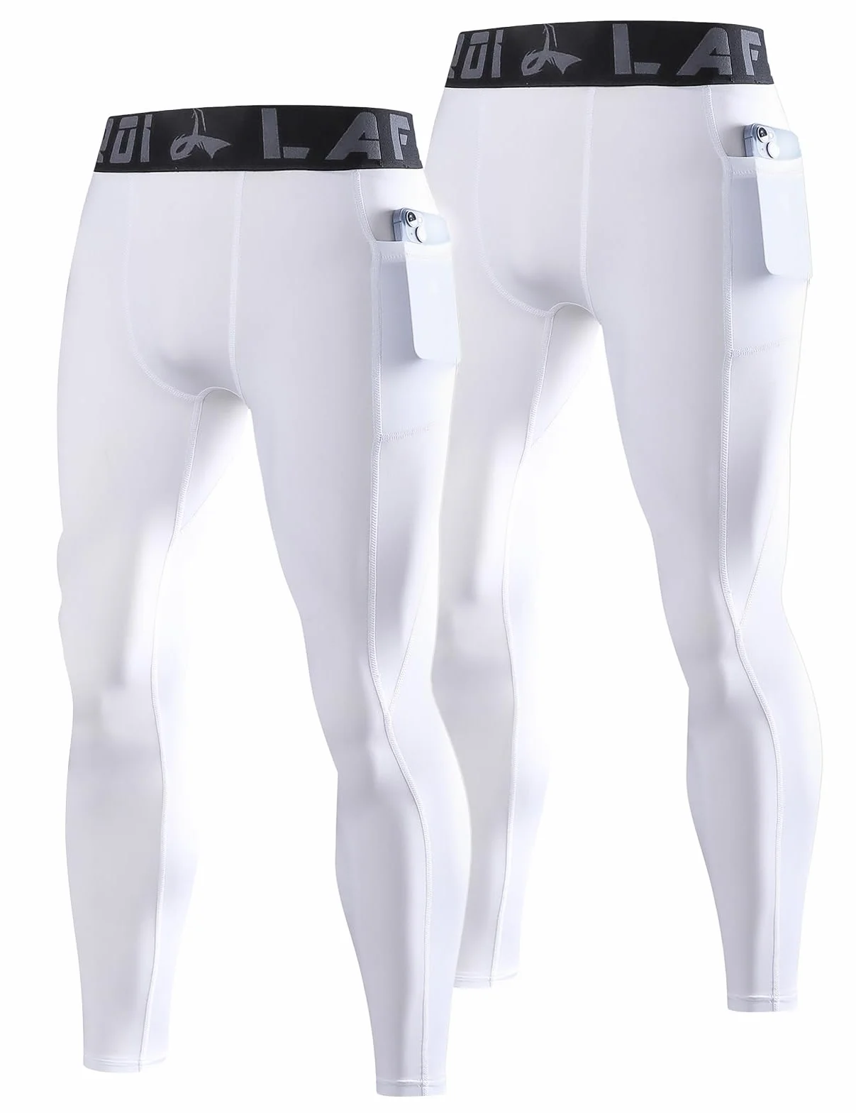 LAFROI Herren 2-Pack schnelltrocknende Kompressionshosen für Training, Laufen, Sport, Baselayer, Leggings, Strumpfhosen