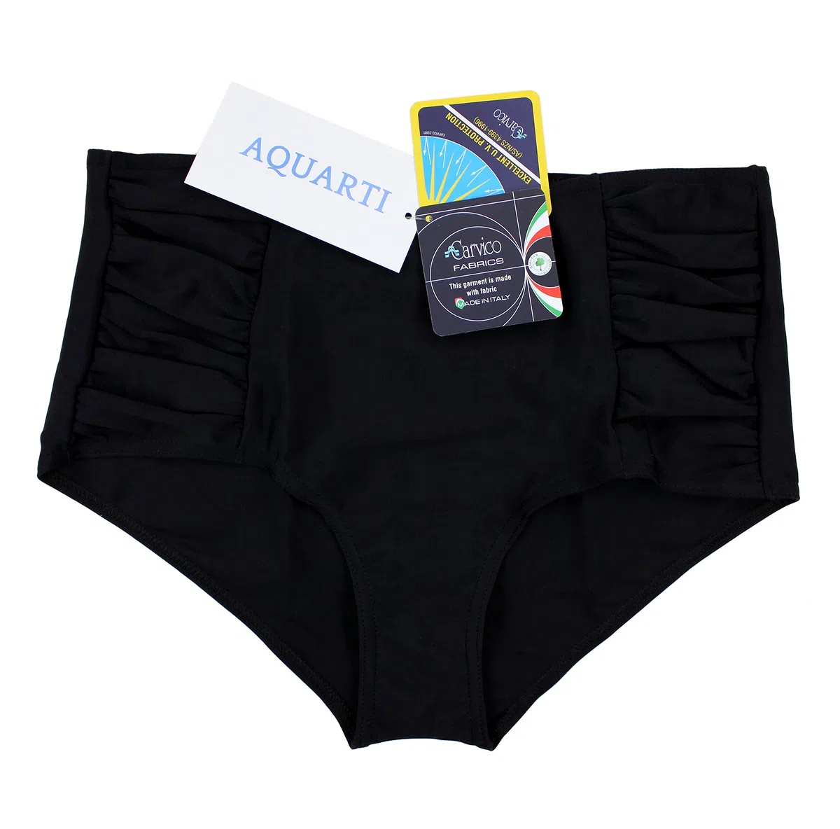 Aquarti Bikinihose Damen mit Hoher Taille und Raffung – Klassische Bikinihosen für Damen in Uni-Farben