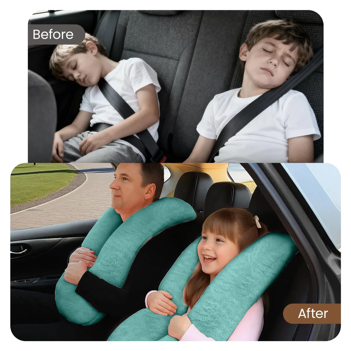 Youyijia U-förmiges Reisekissen für Auto, Flugzeug & Bahn, Weiches Nacken- und Körperstützkissen für Kinder & Erwachsene, Tragbares Schlafkissen für Reisen, Camping & Lange Fahrten (Grün)