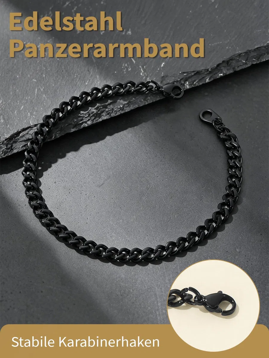FindChic Panzerarmband Herren Damen Edelstahl Armreif 5mm 7mm 9mm 12mm Armband mit Schmuckbox Hip pop Schmuck für Valentinstag Geburtstag
