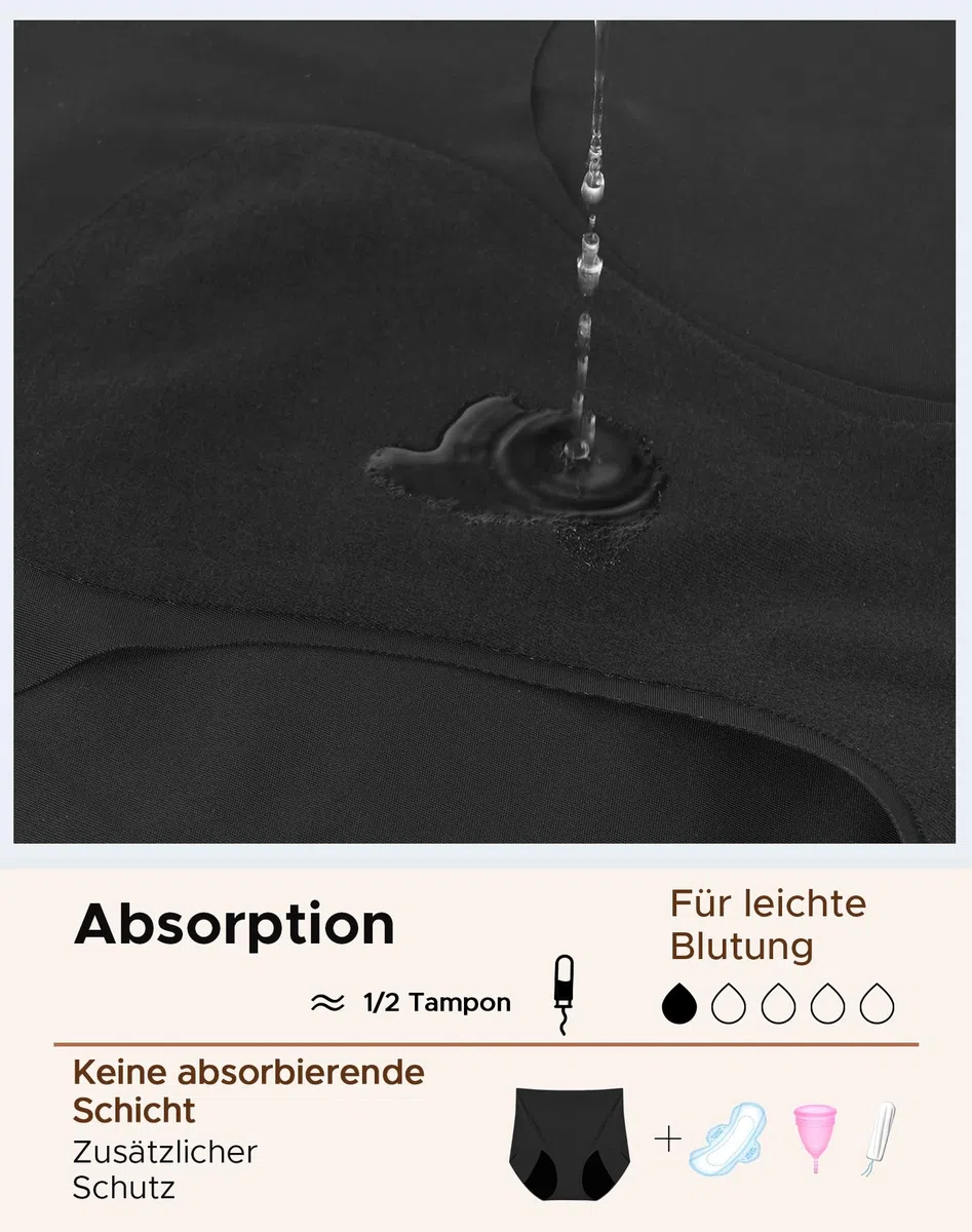 INNERSY Periodenunterschwäsche Leichte Blutung Nahtlos Hohe Taille Microfaser Periodenslip 3er Pack