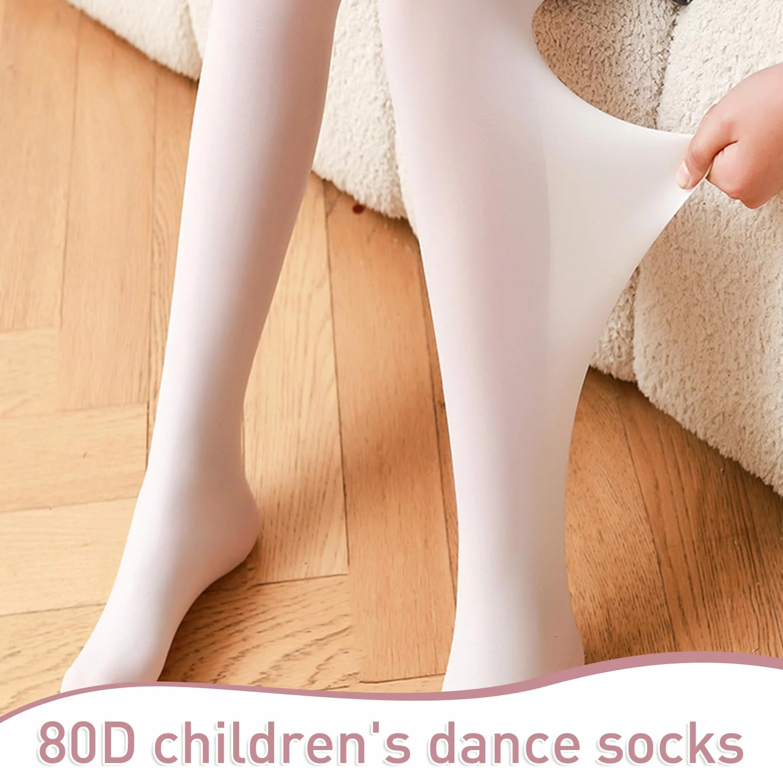 4 Paar Ballett Strumpfhose Mädchen 80 DEN Feinstrumpfhose Ballettstrumpfhose Mädchen Elastisch Atmungsaktiv Tanzstrumpfhose mit Fuß Hautfarbe Weiß für Tanzkurs Leistung Alltag Kinder 5–9 Jahren
