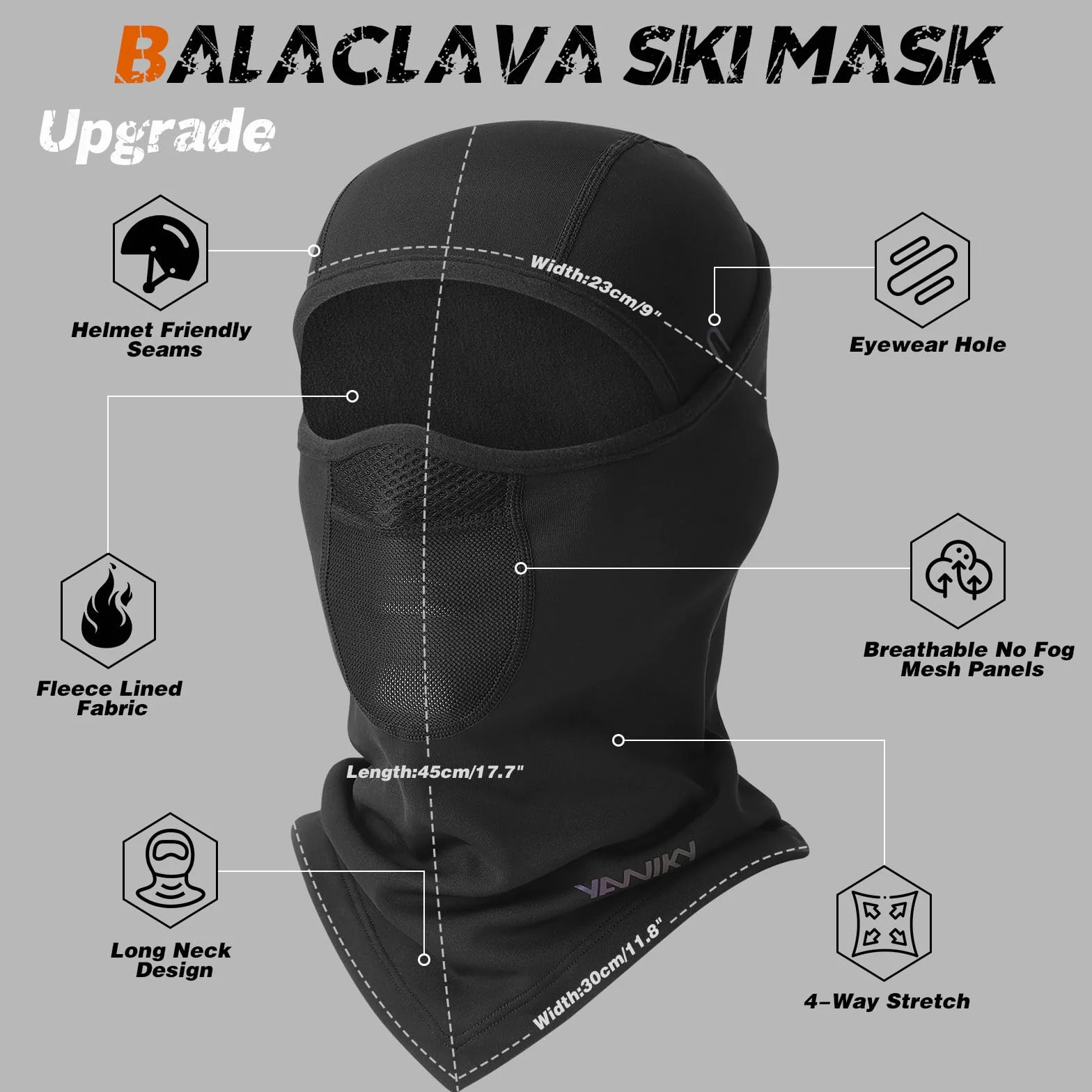YANIKY Sturmhaube Winter Balaclava Skimaske für Herren und Damen, Winddicht Warm Gesichtshaube Atmungsaktiv Gesichtsmaske für Radfahren, Skifahren, Motorrad, Outdoorsports