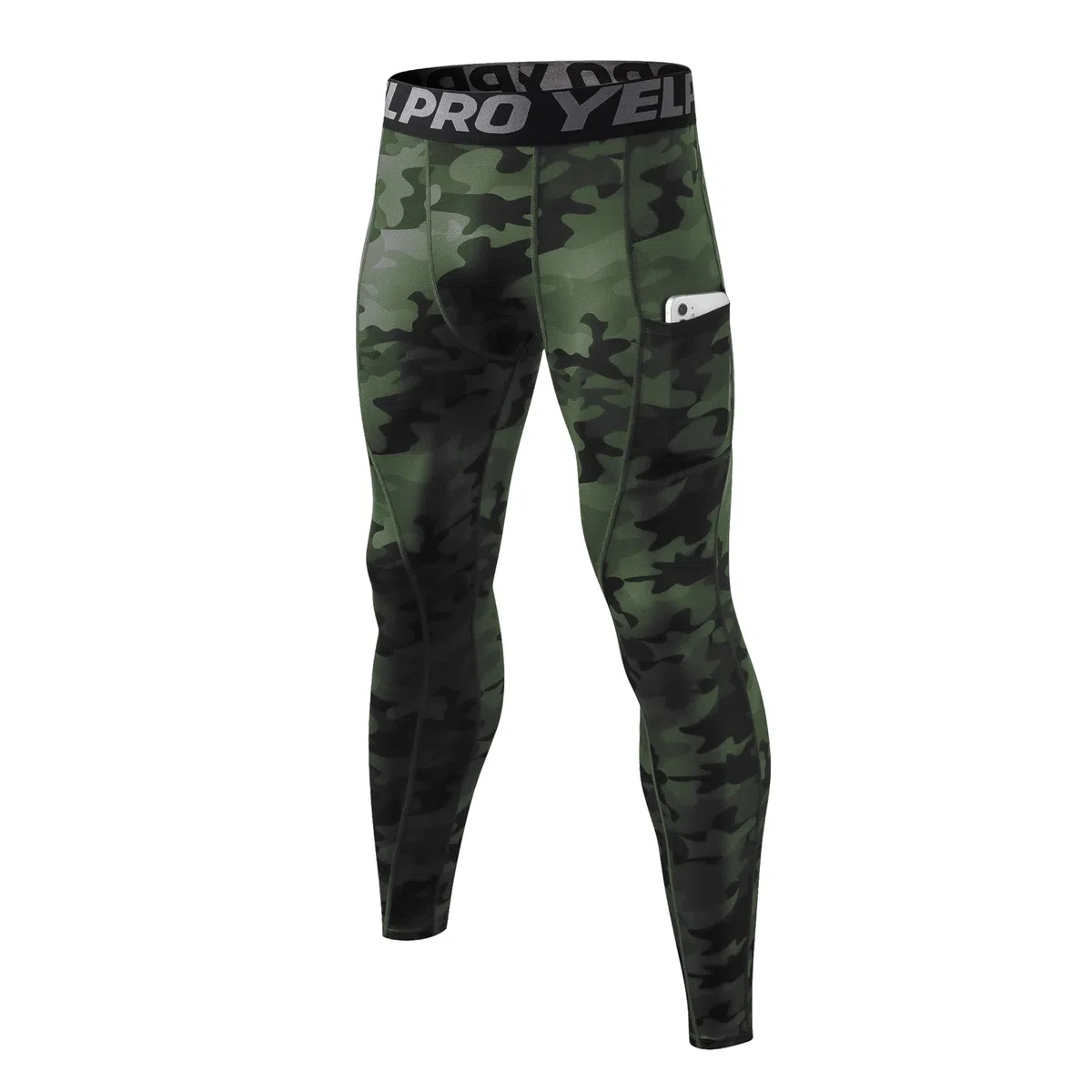 Herren Kompressionshose mit Taschen, Männer Sport Leggings Laufhosen Schnelltrocknend Fitness Funktionsunterhose Tights