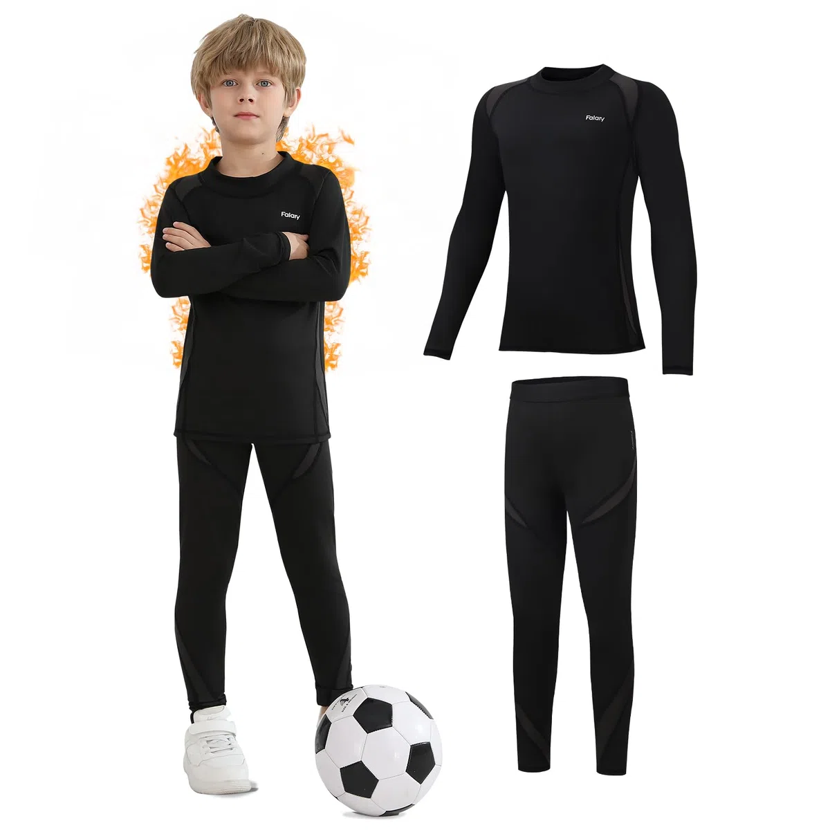 FALARY Kinder Thermounterwäsche Set Jungen & Mädchen, Skiunterwäsche Winter Funktionsunterwäsche, Thermo Unterwäsche Atmungsaktiv Thermohose Thermounterhemd Warm Weich