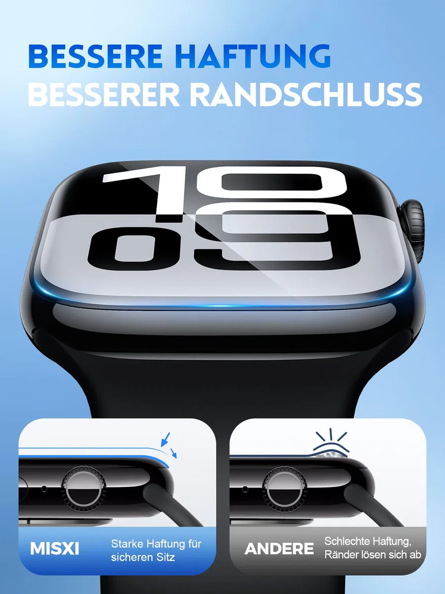 Misxi 6 Stück Flexible TPU Schutzfolie für Apple Watch Series 10/11 46mm mit Alignment Tool – Selbstheilend, Kratzfest, Blasenfrei und Ultra-HD Klarheit für iWatch