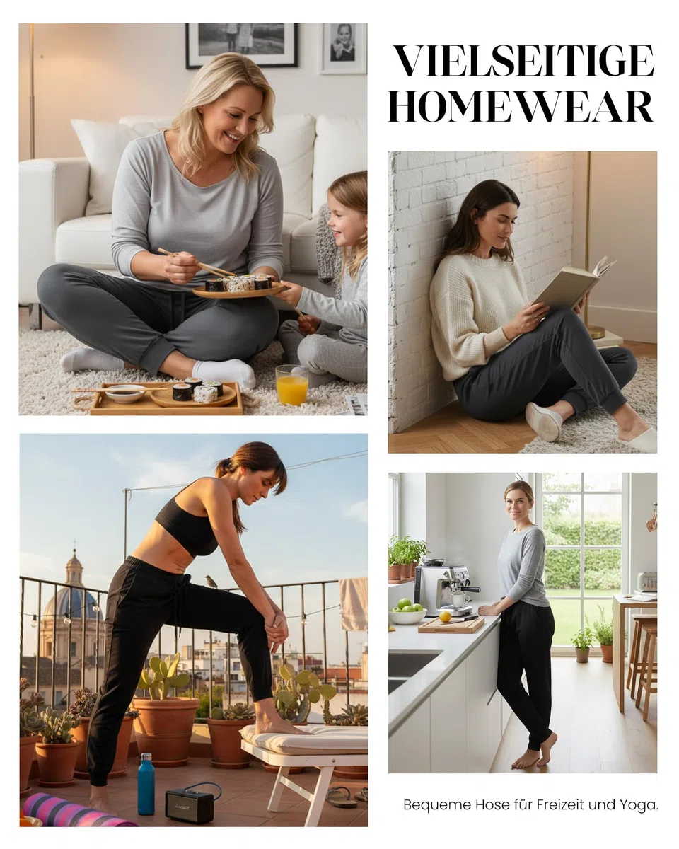 Leichte Jogginghose Damen mit Taschen - Dünne High Waist Sporthose Lang, Weiche Joggpants in vielen Farben, Elastische Trainingshose, Haushose & Loungehose für Frauen