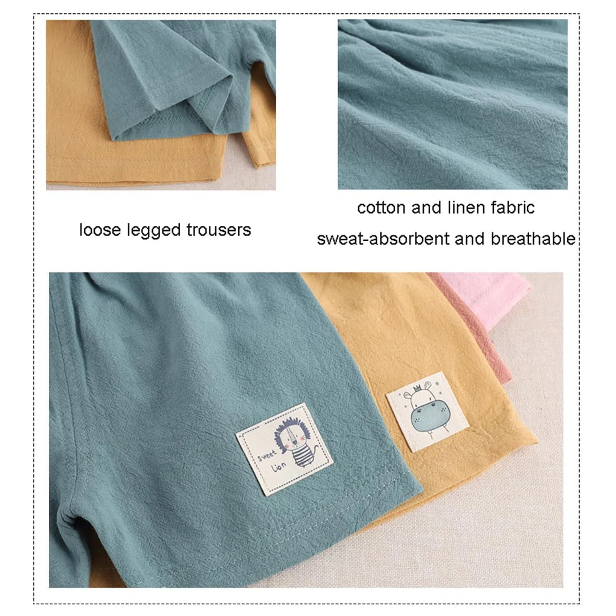 4er-Pack Baby Kinder Mädchen Jungen Shorts Baumwolle Leinen Sommer Kurze Hosen 6 Monate-5 Jahre Leichte Atmungsaktive Sommerhose Einfarbige Lässige Kurze Hosen Gr. 74/80/86/98/104/116