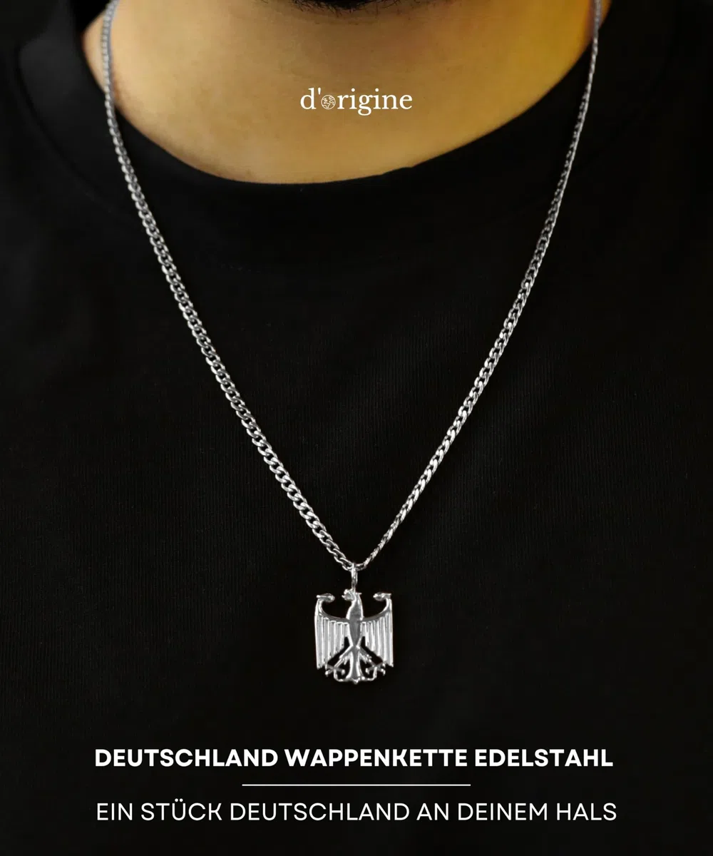 Deutschland Kette Herren – Bundesadler Adler Anhänger Halskette Edelstahl