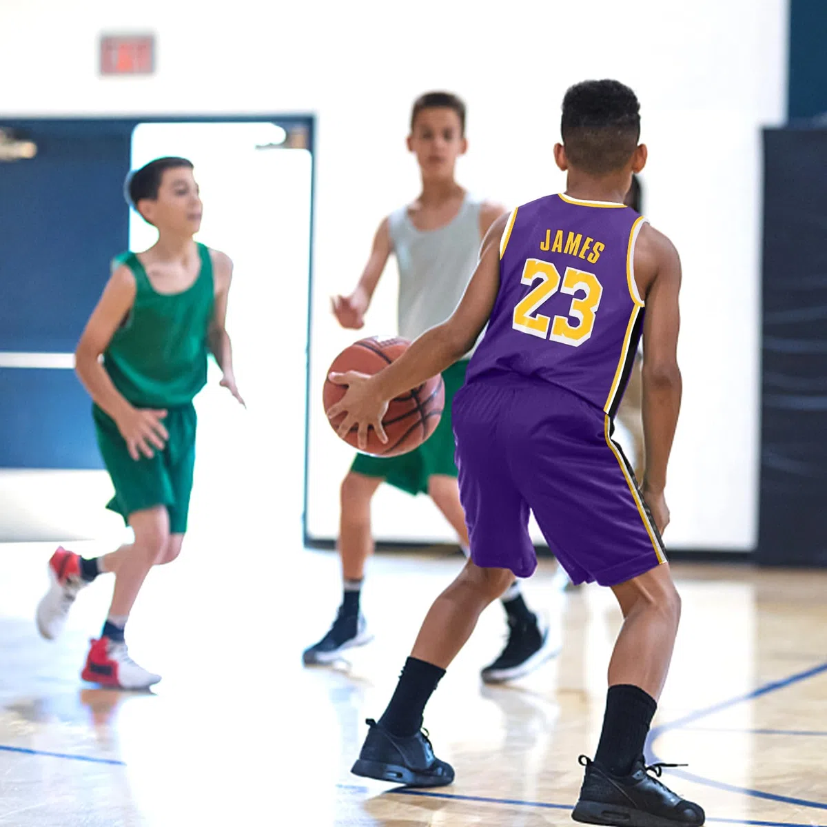 Pardofelis Basketball Trikot für Kinder, Basketball Training Trikot Basketball Shorts Kinder, Schnell Trocknend Basketball Jersey, Jungen Basketball Trikot Shorts und Handgelenkband Set