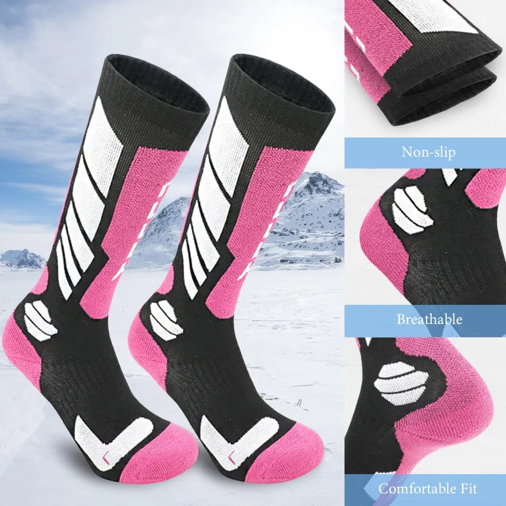 flintronic 2 Paar Skisocken, Winterwarme Snowboard-Thermosockenantiblasen Skistrümpfe, Extra Starke Polsterung, Warm Dick Zum, Atmungsaktive, Geruchshemmendel
