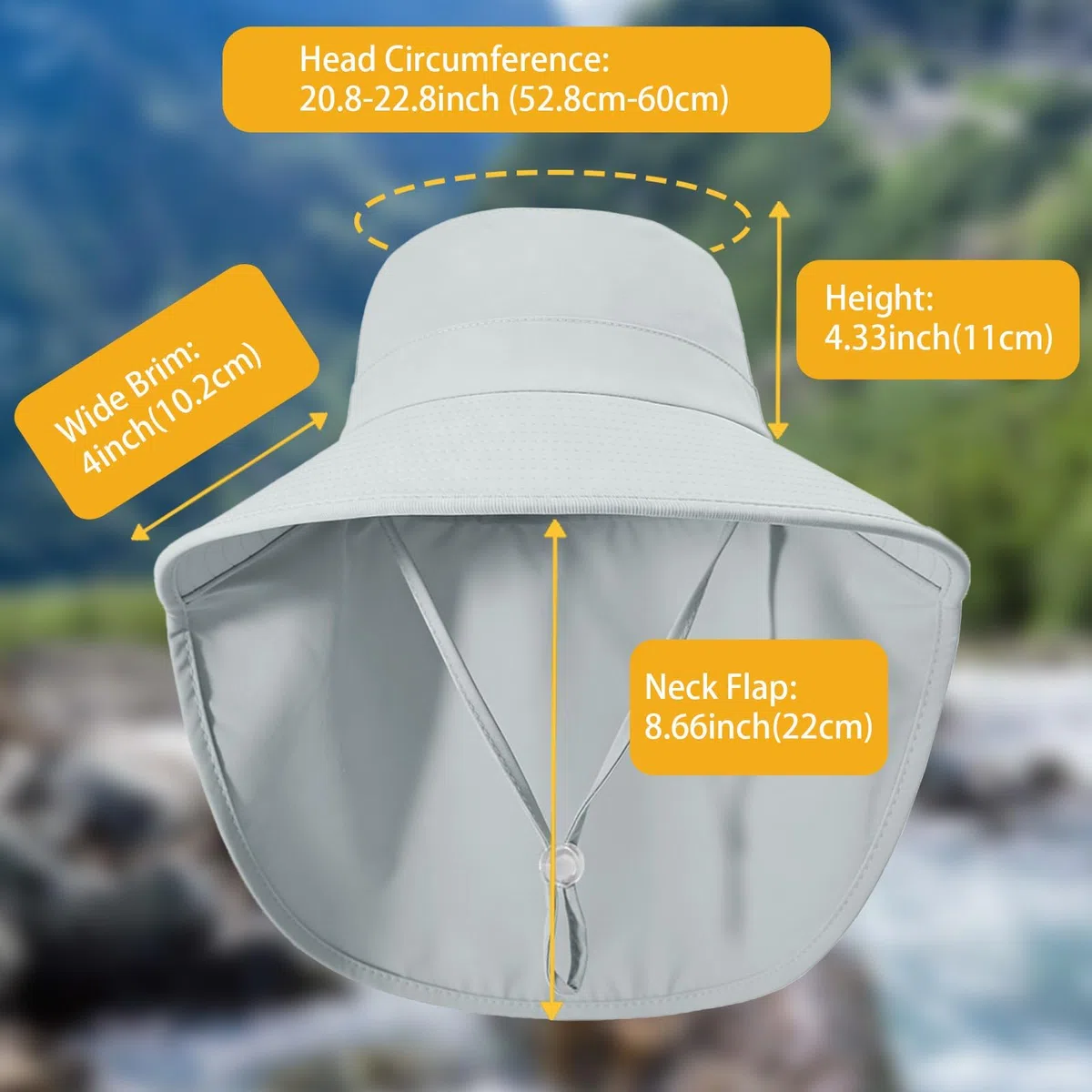 Sonnenhut Damen UV Schutz Sommerhut mit Nackenschutz Fischerhut Breiter Krempe für Frauen Gärtner Hut,Outdoor Hut,Safari Hut Wanderhut