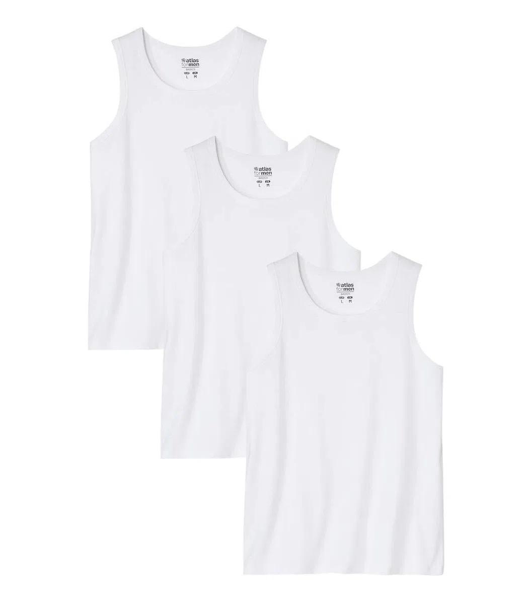 ATLAS FOR MEN - 3er-Pack einfarbige Tanktops
