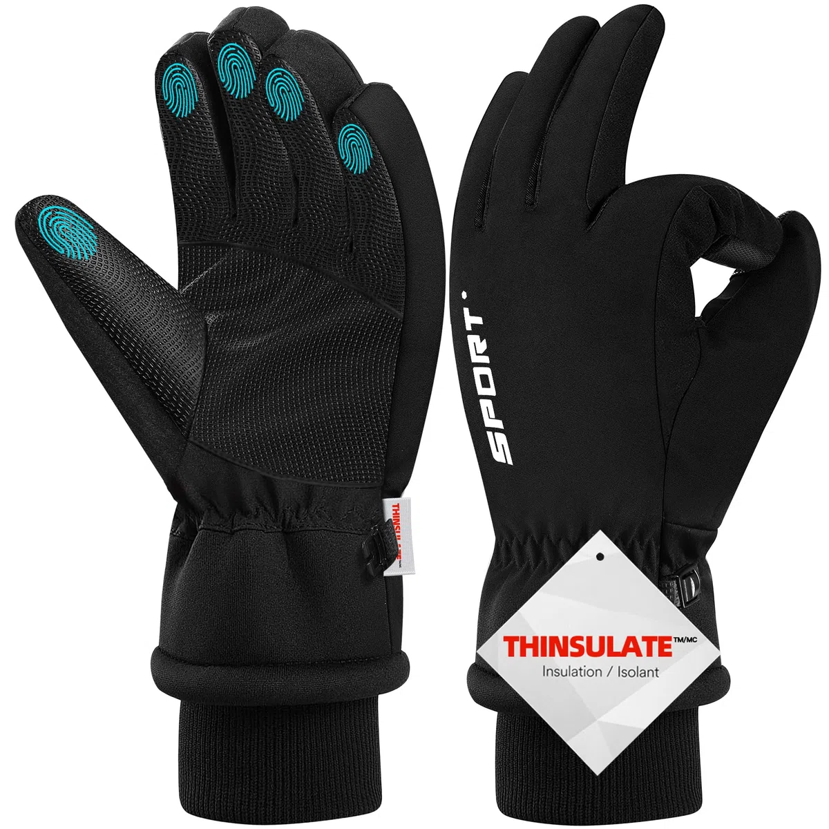GRGE Sport-Fahrradhandschuhe, Vollfinger, Herren und Damen, Gel-Stoßdämpfung, Fitness-Handschuhe, atmungsaktiv, rutschfest, Fahrradhandschuhe, L