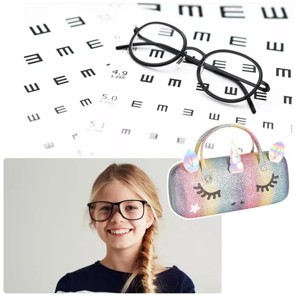 Brillenetui Tragbare Brillenbox Kreative Brillenetui für Studenten Brillen Aufbewahrung Niedliche Augenbox für Mädchen Kinder Sonnenbrillenetui