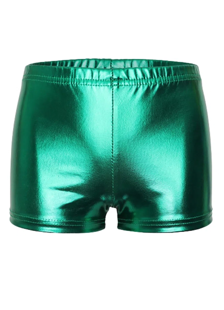 Mädchen Elastische Taille Glänzend Metallic Tanz Shorts Kinder Ballett Athletic Fitness Hotpants Skinny für Performances Kostüm