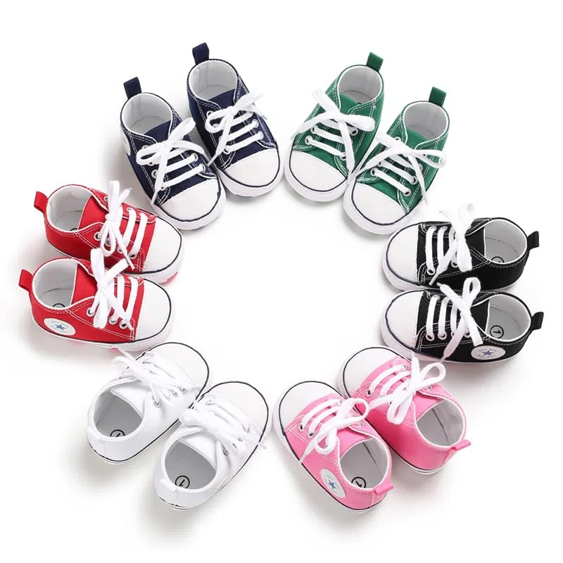 Baby Mädchen Jungen Turnschuhe Kleinkind Schuhe Canvas Erste Wanderschuhe Neugeborene Anti-Rutsch Prewalker Turnschuhe