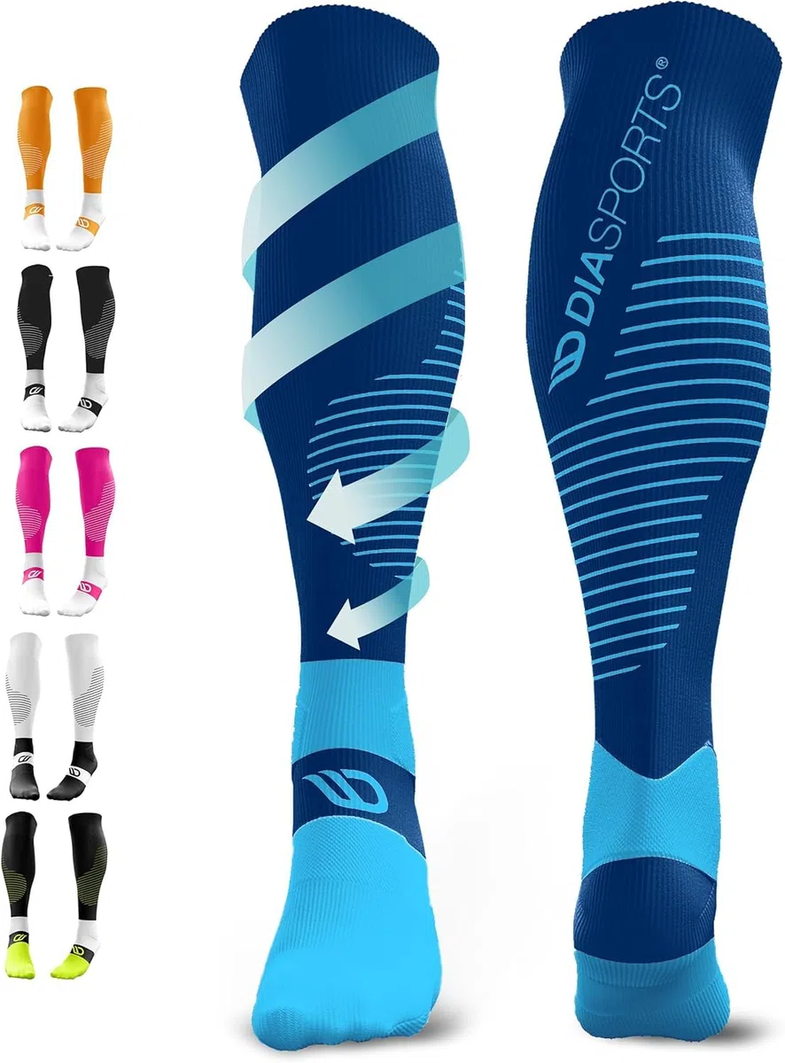 RUNSTARS Kompressionssocken für Sport, Laufen, Marathon und Triathlon I Premium Laufsocken mit gleichmäßiger Kompression und verstärkter Ferse I Kompressionsstrümpfe Herren & Damen