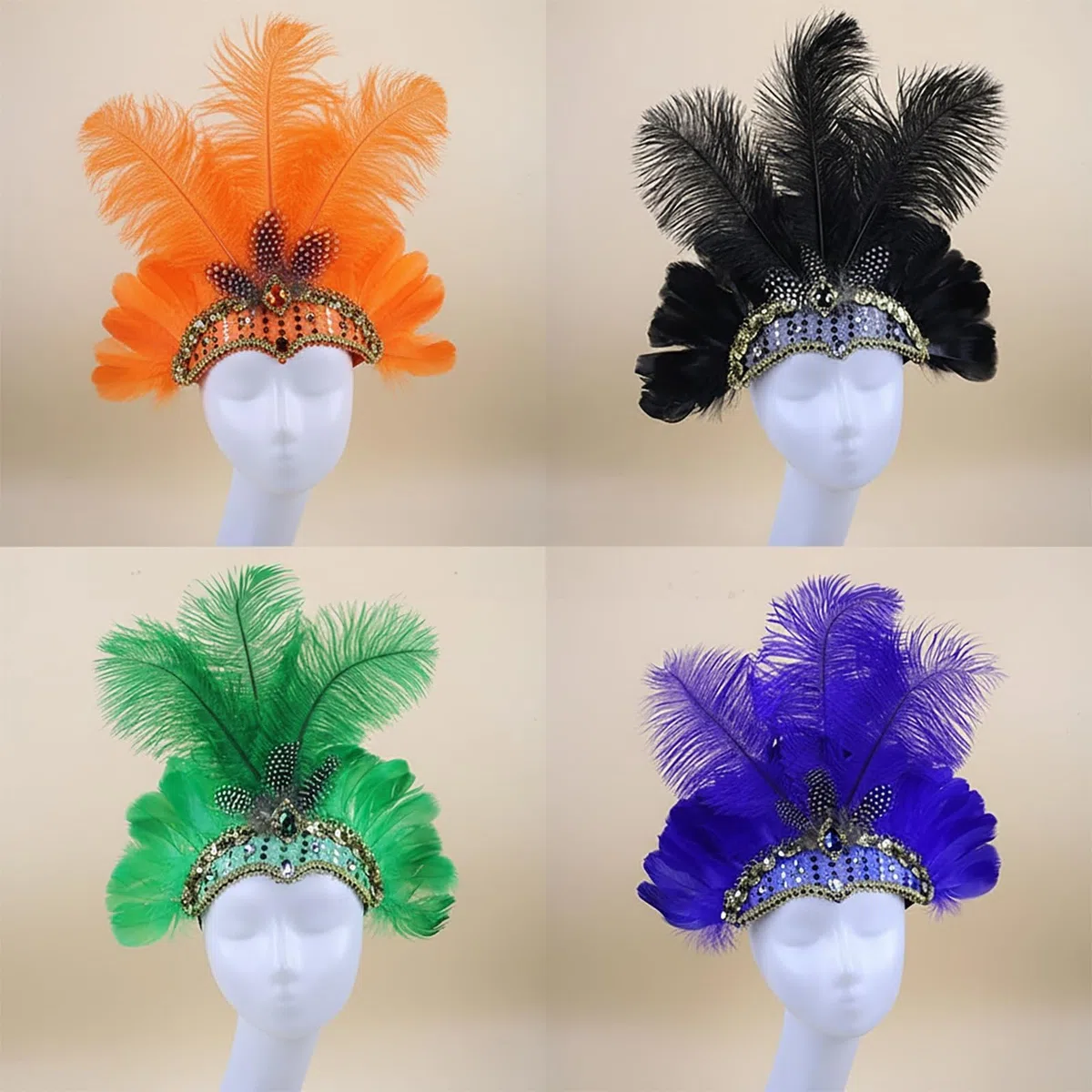 Samba Kopfschmuck Federschmuck Rio Bahia Federkopfschmuck Brasilien Feder Kopf Schmuck Burlesque Haarband Kostüm Accessoires Hippie Kleidung Damen